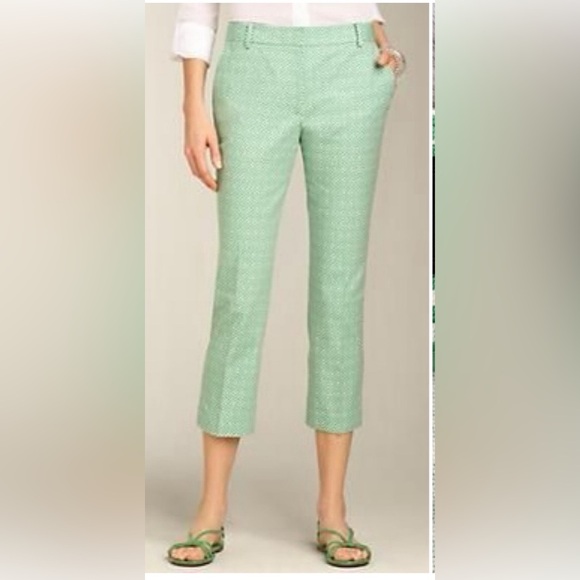 Talbots Pants - TALBOTS Heritage Green White Print Cropped Preppy Ankle Capri Career 20W Petite